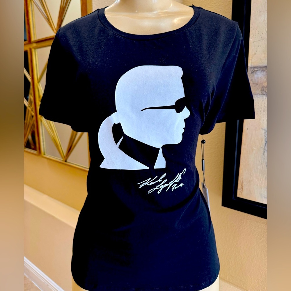 Karl Lagerfeld Black Tee with White Logo Tags